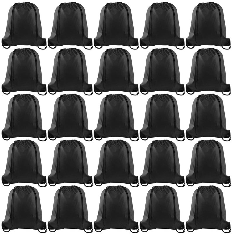 KUUQA 25Pcs Drawstring Backpack Bags String Backpack Sport Bag Sack Cinch Tote Gym Backpack Bulk for Gym Sport Traveling,Black - Image 1